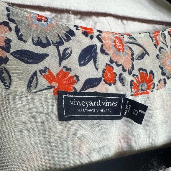 NWT Vinyard Vines Floral Ivy Ruffle Silk Cotton Dress Size 10 - Picture 5 of 14